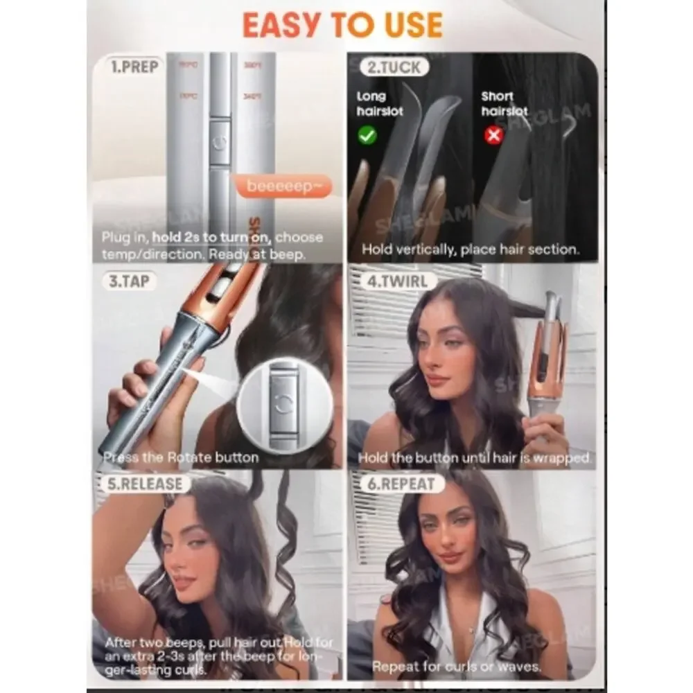 SheGlam It-Curl One-Touch Instant Curling Iron, 1.25